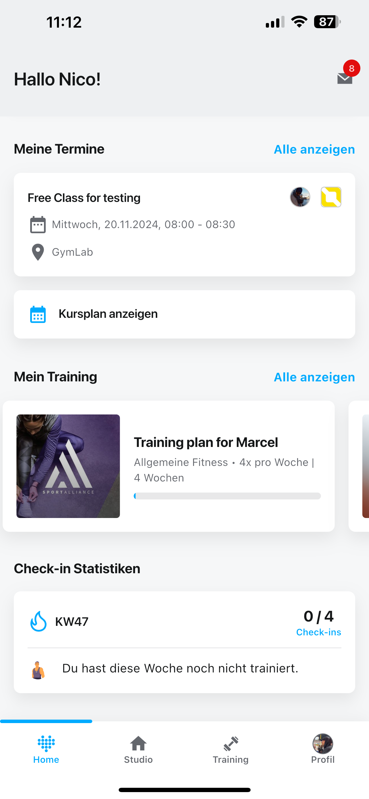 Check-in Screenshot