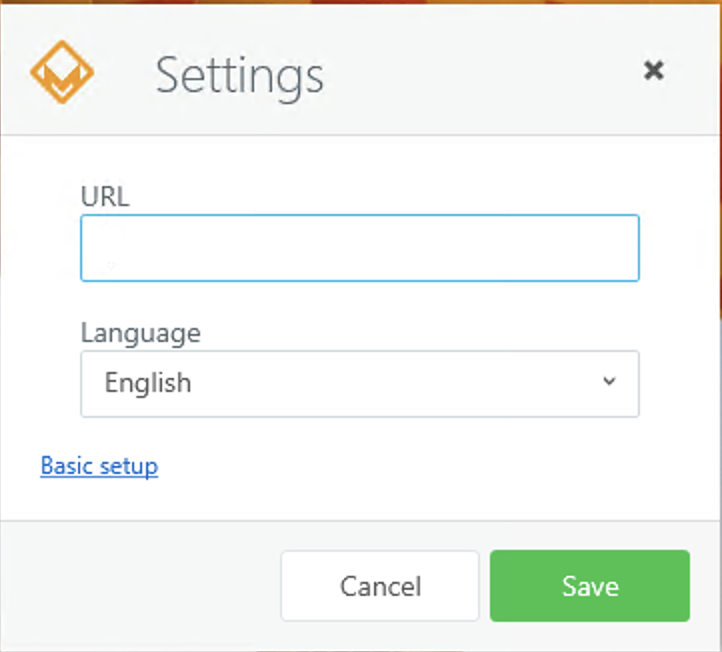 Advanced setup in the Windows client with the URL and Language fields