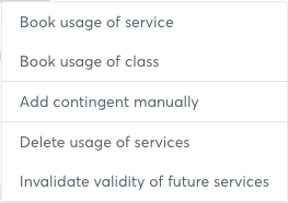Menú contextual de la tarjeta de servicios con la entrada Add contingent manually (interfaz en inglés)