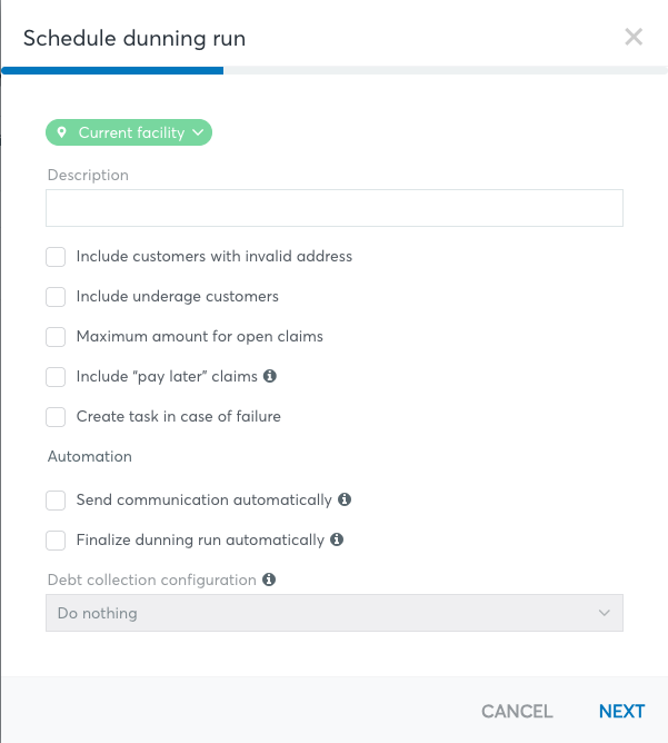 Diálogo Programar ejecución de cobros, paso de la lista de configuración