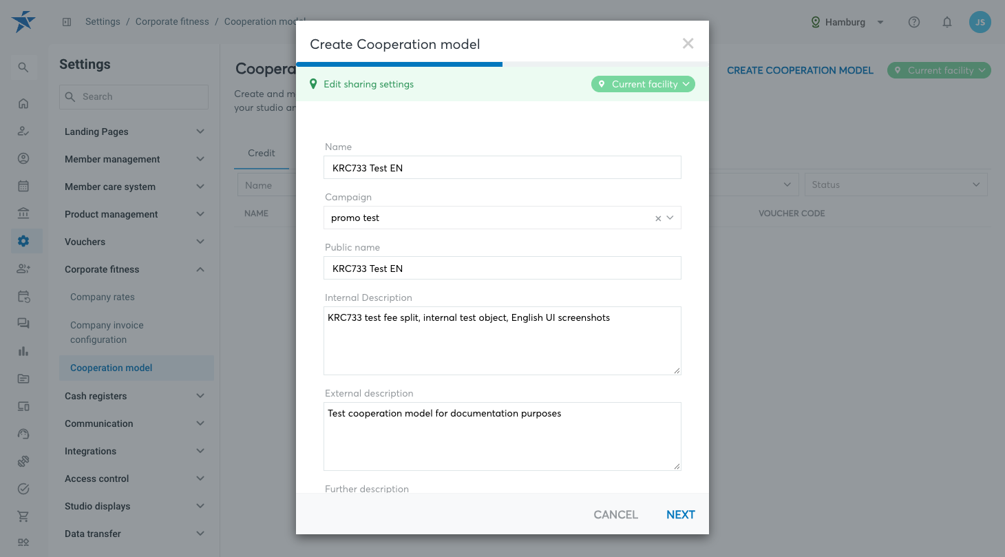 Completed form with name and campaign for the new cooperation model