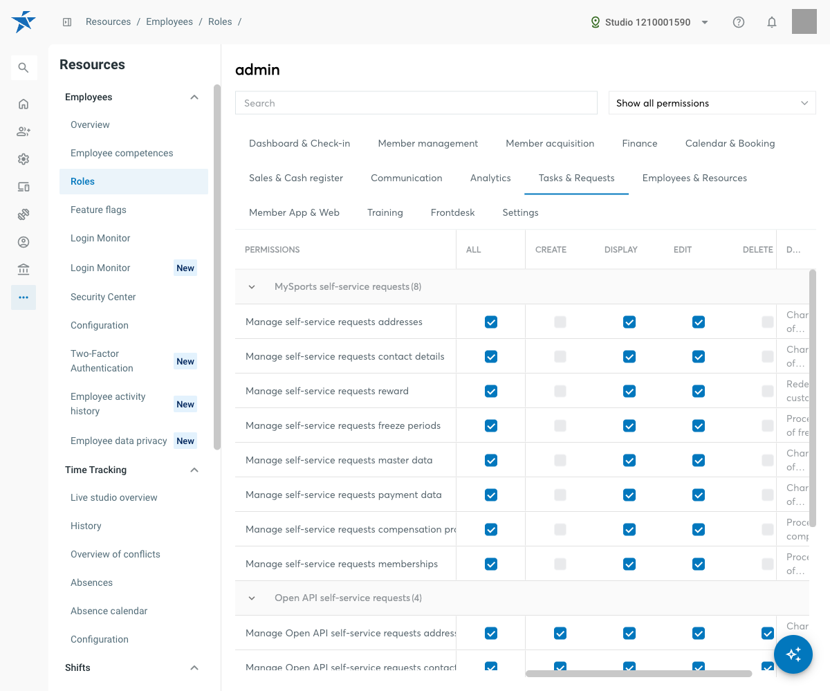 Member management permissions in the role editor