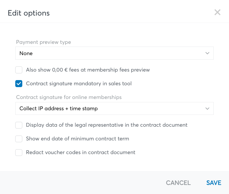 Edit options dialog.